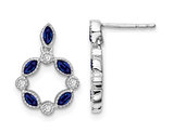 7/8 Carat (ctw) Blue Sapphire Earrings in 14K White Gold with Diamonds